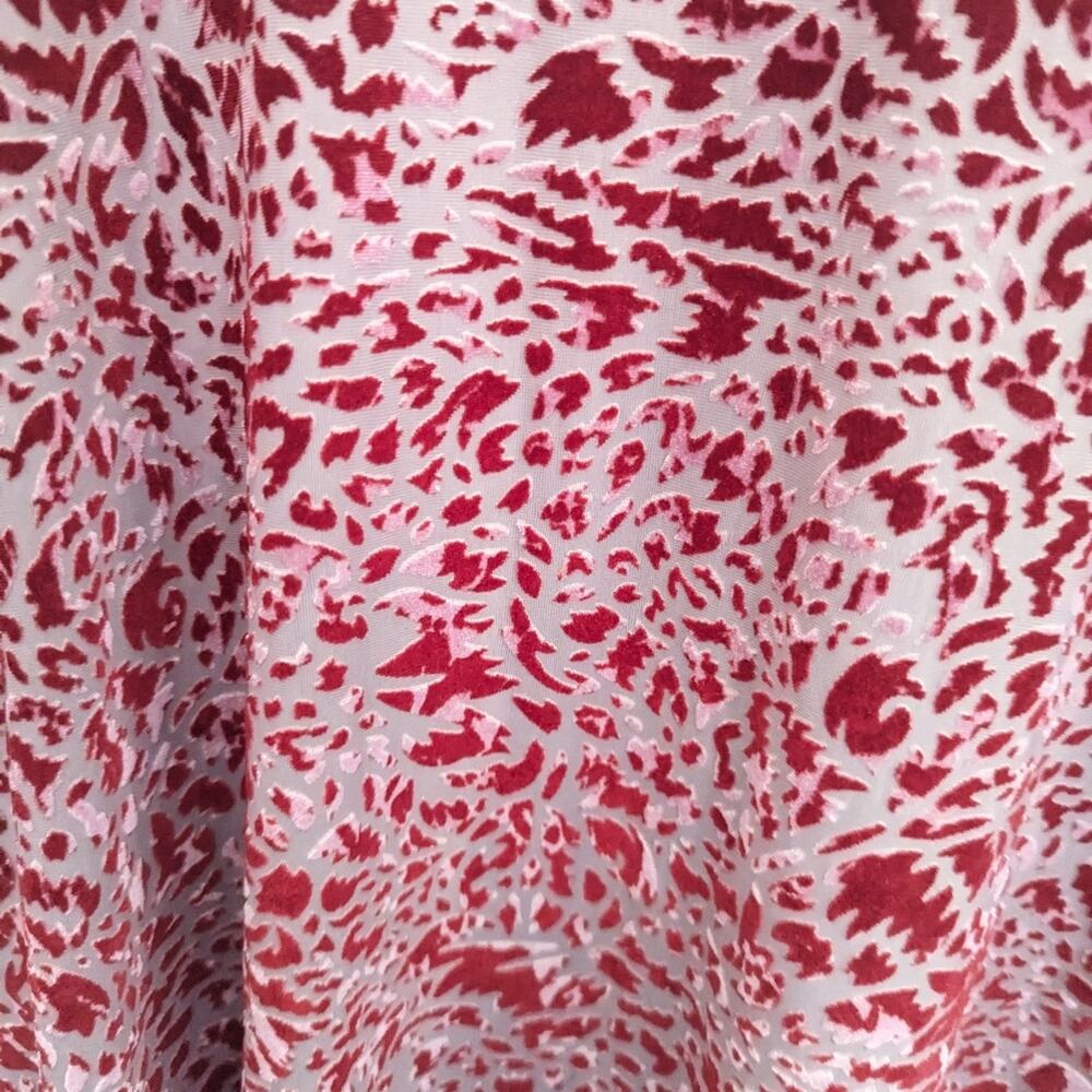 Women's Free People Velvet Burnout Teddy Red Cranberry Blouse Small Oversized - Picture 3 of 8